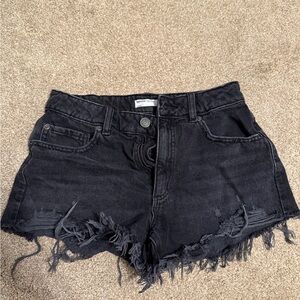 Garage Black Frayed Jean Shorts